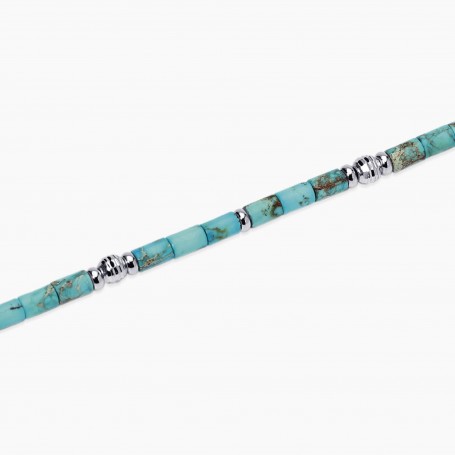MABINA - COLLEZIONE IBIZA - BRACCIALE DA UOMO IN ARGENTO E DIASPRO TURCHESE