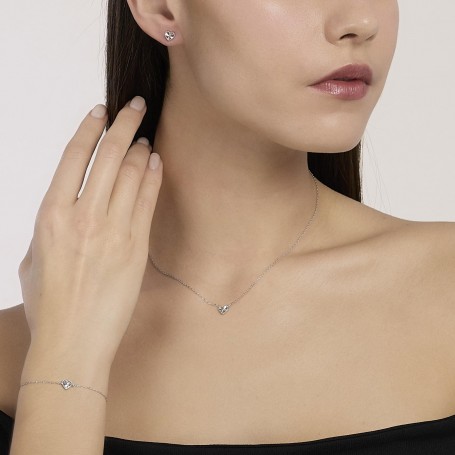 MABINA - COLLEZIONE VOILÀ - BRACCIALE IN ARGENTO CON CATENA FORZATINA E CUORE