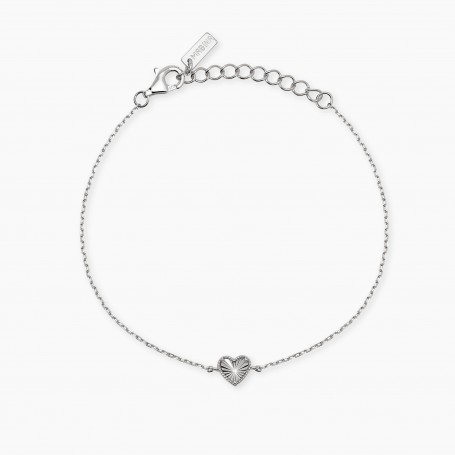 MABINA - COLLEZIONE VOILÀ - BRACCIALE IN ARGENTO CON CATENA FORZATINA E CUORE