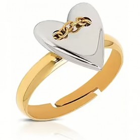 OPS - COLLEZIONE LOVELINE - ANELLO IN ACCIAIO DORATO CON CUORE BOTTONE