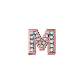 ELEMENTS - CHARM LETTERA M IN ORO ROSA E DIAMANTI BIANCHI