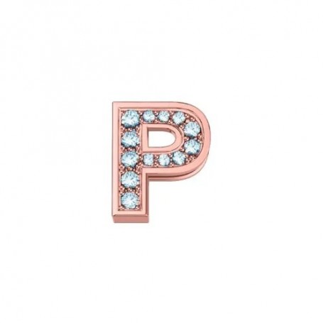 ELEMENTS - CHARM LETTERA P IN ORO ROSA E DIAMANTI BIANCHI