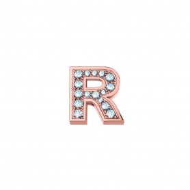 ELEMENTS - CHARM LETTERA R IN ORO ROSA E DIAMANTI BIANCHI