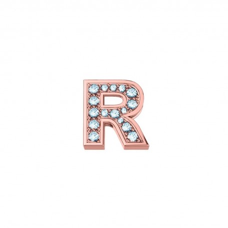 ELEMENTS - CHARM LETTERA R IN ORO ROSA E DIAMANTI BIANCHI