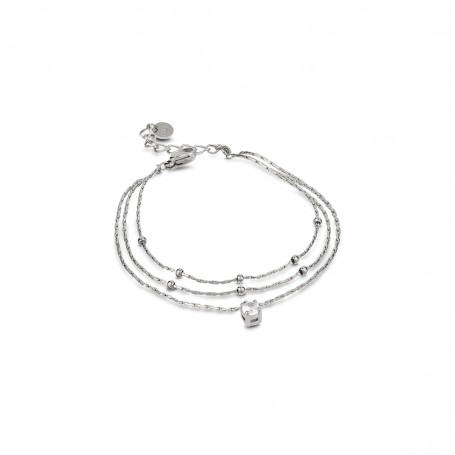 OPS - COLLEZIONE MULTI LINE - BRACCIALE A TRE FILI IN ACCIAIO CATENA GROUMETTE