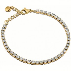 OPS - COLLEZIONE GLIMMER - BRACCIALE TENNIS DORATO CON PIETRE BIANCHE