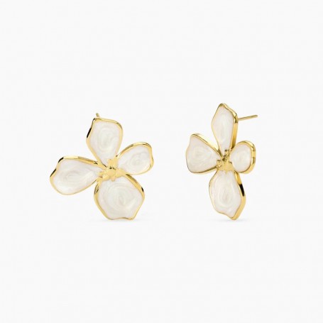 KIDULT - COLLEZIONE STYLE 80 - ORECCHINI FIORE IN ACCIAIO DORATO SMALTATI