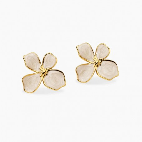 KIDULT - COLLEZIONE STYLE 80 - ORECCHINI FIORE IN ACCIAIO DORATO SMALTATI