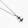 MABINA - COLLEZIONE NAVY RULE - COLLANA IN ARGENTO CON ANCORA IN ZIRCONI NERI DA UOMO