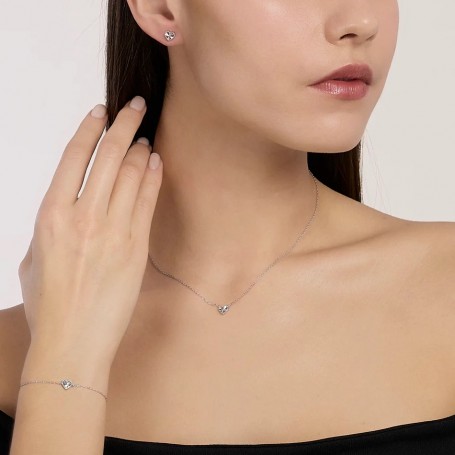 MABINA - COLLEZIONE VOILÀ - GIROCOLLO IN ARGENTO CON CATENA FORZATINA E CUORE
