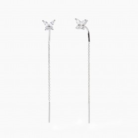 MABINA - COLLEZIONE SECRET GARDEN - ORECCHINI PENDENTI IN ARGENTO CON FARFALLE E ZIRCONI
