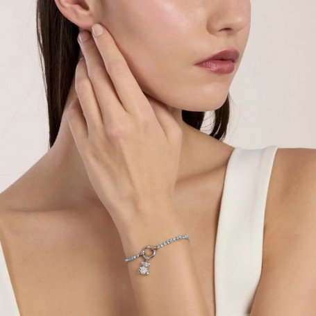 KIDULT - COLLEZIONE DUETTO - BRACCIALE TENNIS COMPONIBILE CON CRISTALLI AZZURRI
