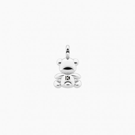 KIDULT - COLLEZIONE SYMBOLS - CIONDOLO ORSETTO IN ACCIAIO E CRISTALLI BIANCHI