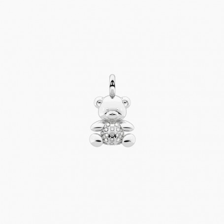 KIDULT - COLLEZIONE SYMBOLS - CIONDOLO ORSETTO IN ACCIAIO E CRISTALLI BIANCHI