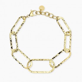 KIDULT - COLLEZIONE STYLE 83 - BRACCIALE CON MAGLIE DORATE MARTELLATE