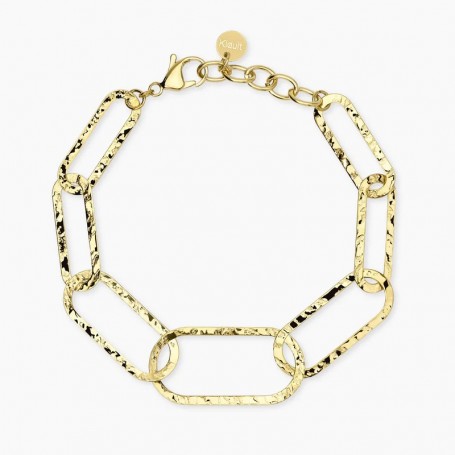 KIDULT - COLLEZIONE STYLE 83 - BRACCIALE CON MAGLIE DORATE MARTELLATE