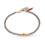 MANO J - BRACCIALE IN TITANIO E ORO ROSSO 9KT CON PUNTO LUCE, DIAMANTI BLACK E UNA CATENA GROUMETTE