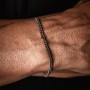 MANO J - BRACCIALE IN TITANIO E ORO ROSSO 9KT CON PUNTO LUCE, DIAMANTI BLACK E UNA CATENA GROUMETTE