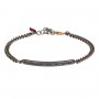 MANO J - BRACCIALE IN TITANIO CON BARRETTA, ZAFFIRI BLU CON UNA CATENA GROUMETTE E ORO ROSSO 9KT