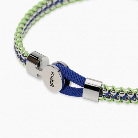 KIDULT - COLLEZIONE STYLE 51 - BRACCIALE IN ACCIAIO E NYLON IN BLU E VERDE CHIARO