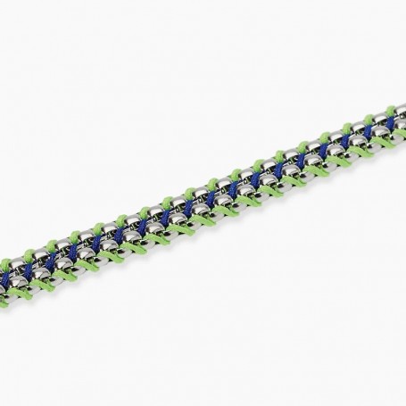 KIDULT - COLLEZIONE STYLE 51 - BRACCIALE IN ACCIAIO E NYLON IN BLU E VERDE CHIARO