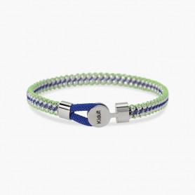 KIDULT - COLLEZIONE STYLE 51 - BRACCIALE IN ACCIAIO E NYLON IN BLU E VERDE CHIARO