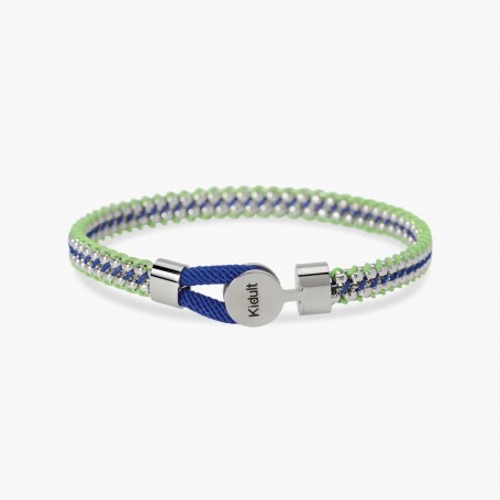 KIDULT - COLLEZIONE STYLE 51 - BRACCIALE IN ACCIAIO E NYLON IN BLU E VERDE CHIARO