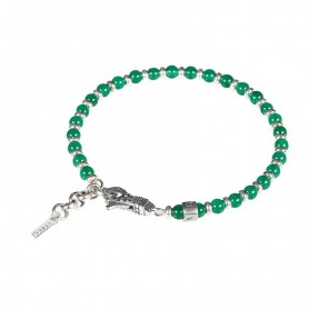 GERBA - COLLEZIONE MOSCH - BRACCIALE CON CHIUSURA A MOSCHETTONE, PIETRE DURE E COMPO IN ARGENTO