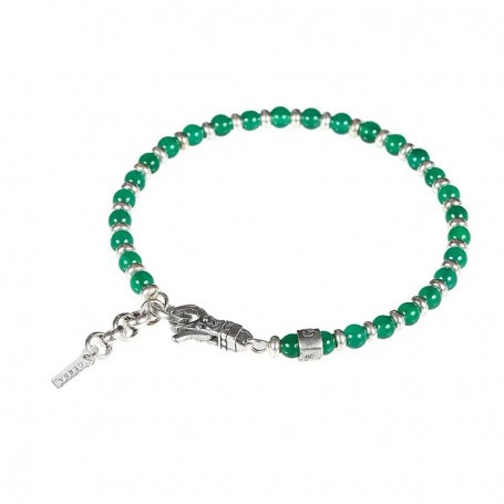 GERBA - COLLEZIONE MOSCH - BRACCIALE CON CHIUSURA A MOSCHETTONE, PIETRE DURE E COMPO IN ARGENTO
