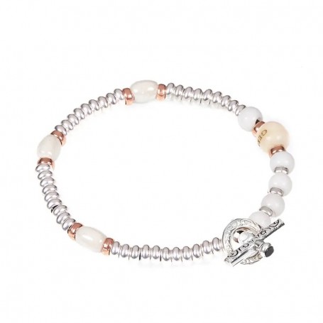 GERBA - COLLEZIONE MA - BRACCIALE CON CORDINO CERATO, PIETRE DURE, E ARGENTO