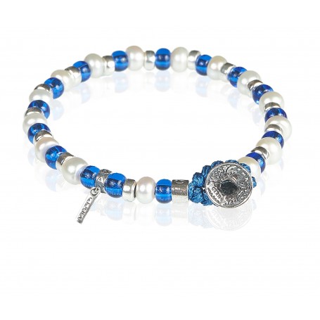 GERBA - COLLEZIONE PEARL - BRACCIALE IN ARGENTO 925, CON FILO CERATO E PIETRE DURE