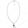 GERBA - COLLEZIONE CHEVALIER - COLLANA IN ARGENTO 925, CROCE PENDENTE LAVORAZIONE A TRECCIA E PIETRA DURA MALACHITE