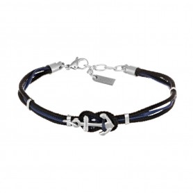 AMEN - BRACCIALE IO&TE BLU E NERO IN ACCIAIO E CORDA