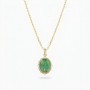 AMEN - COLLANA MEDAGLIA MIRACOLOSA IN ARGENTO 925 PLACCATO ORO 18KT CON SMALTO VERDE E ZIRCONI