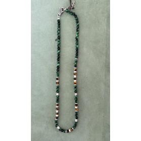 GERBA - COLLEZIONE CF - COLLANA CON FILO E CHIUSURA IN ARGENTO, PIETRE DURE