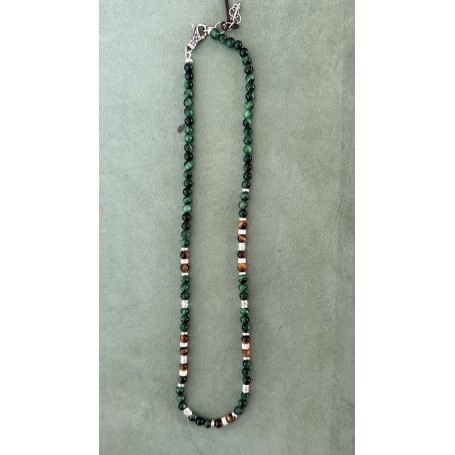 GERBA - COLLEZIONE CF - COLLANA CON FILO E CHIUSURA IN ARGENTO, PIETRE DURE
