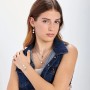 SAGAPO - COLLEZIONE WISDOM - ORECCHINI PENDENTI A CERCHIO IN ACCIAIO 316L CON PERLE DI CONCHIGLIA
