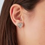 SAGAPO - COLLEZIONE DUH DUH - ORECCHINI AL LOBO A FORMA DI CUORE IN ACCIAIO 316 SATINATO CON QUADRIFOGLIO