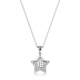 SAGAPO - COLLEZIONE DUH DUH - COLLANA GIROCOLLO IN ACCIAIO CON PENDENTE A STELLA E SCRITTA "18"