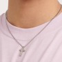 SAGAPO - COLLEZIONE PROUD - COLLANA CATENA GRUMETTA IN ACCIAIO CON PENDENTE A FORMA DI CROCE IN ACCIAIO LUCIDO E SATINATO