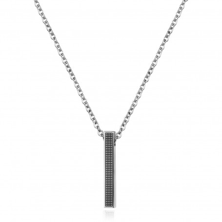 SAGAPO - COLLEZIONE PROUD - COLLANA IN ACCIAIO CON PENDENTE IN PVD NERO