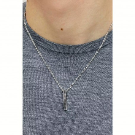SAGAPO - COLLEZIONE PROUD - COLLANA IN ACCIAIO CON PENDENTE IN PVD NERO