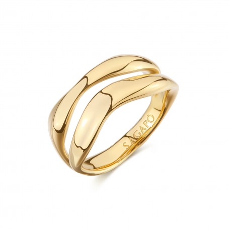 SAGAPO - COLLEZIONE EMOTION - ANELLO IN ACCIAIO E FINITURA PVD ORO 14K