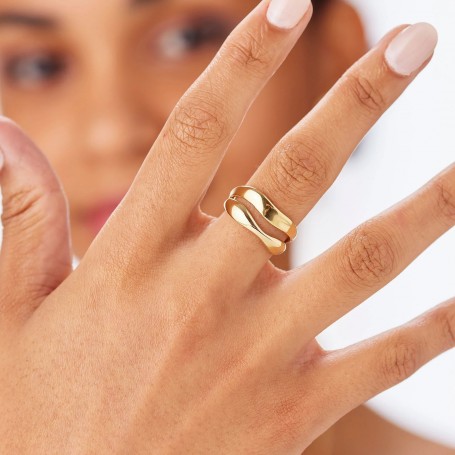 SAGAPO - COLLEZIONE EMOTION - ANELLO IN ACCIAIO E FINITURA PVD ORO 14K