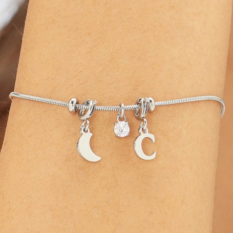 SAGAPO - COLLEZIONE JOY - CHARM IN ACCIAIO A FORMA DI LUNA