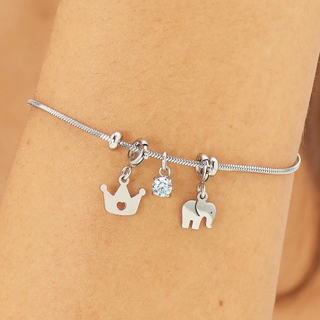 SAGAPO - COLLEZIONE JOY - CHARM IN ACCIAIO A FORMA DI ELEFANTE