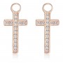 SAGAPO - COLLEZIONE HAPPY - PENDENTE PER ORECCHINI COMPONIBILI A CERCHIO A FORMA DI CROCE IN ACCIAIO E PVD ORO ROSA