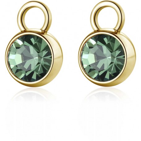 SAGAPO - COLLEZIONE HAPPY - PENDENTE PER ORECCHINI COMPONIBILI A CERCHIO IN ACCIAIO E PVD ORO CON CRISTALLO VERDE