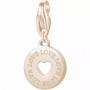 SAGAPO - COLLEZIONE HAPPY - CHARM TONDO CON SCRITTA LOVE IN ACCIAIO E PVD ORO ROSA