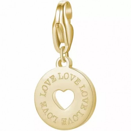 SAGAPO - COLLEZIONE HAPPY - CHARM TONDO CON SCRITTA LOVE IN ACCIAIO E PVD ORO